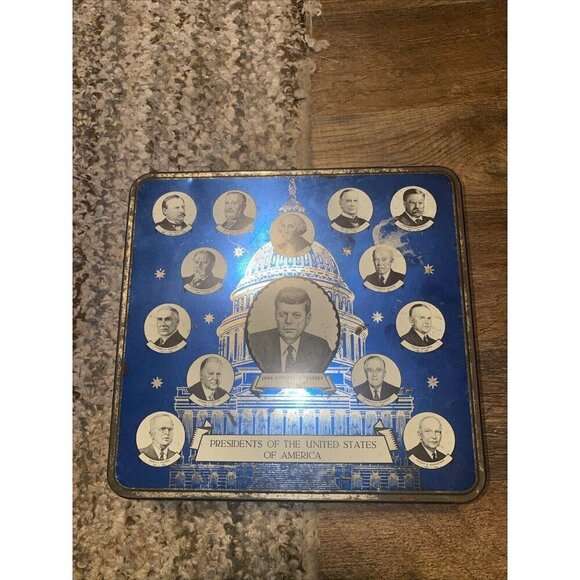 Murray-Allen Regal Crown Tin 1960’s Presidents of The United States of America - Picture 1 of 4